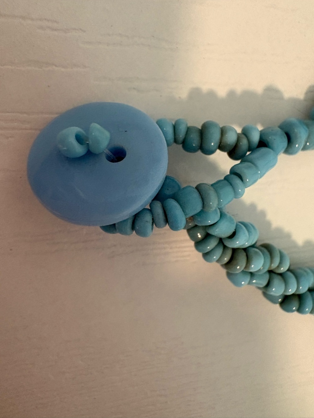 Blue Beaded Necklace with Teardrop Morning Star Pearl Pendant - Picture 6 of 8